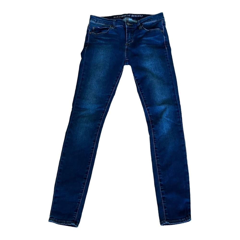 Articles of Society Dark Fade Low Rise Raw Hem Jeggings Size 26